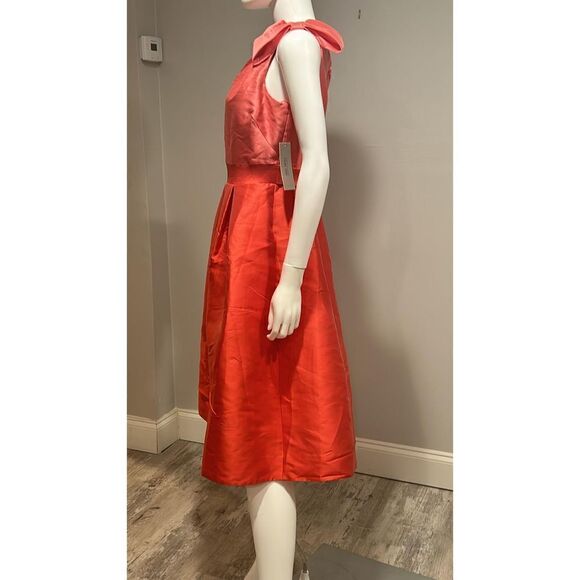 Teri Jon One Shoulder Colorblocked Satin Cocktail Dress Size 6 - Picture 13 of 13